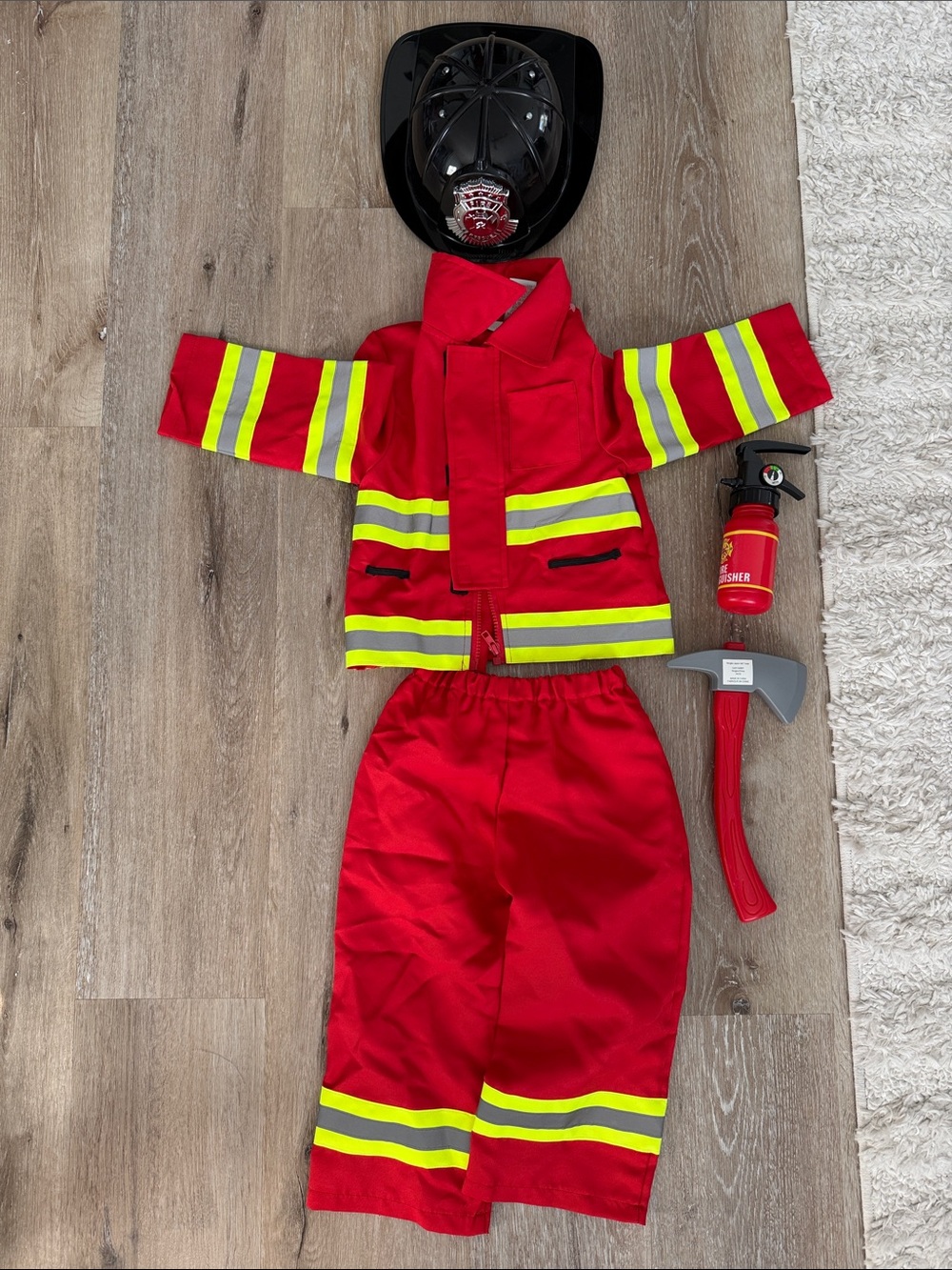 Kids Red Firefighter Costume with Reflective Trim